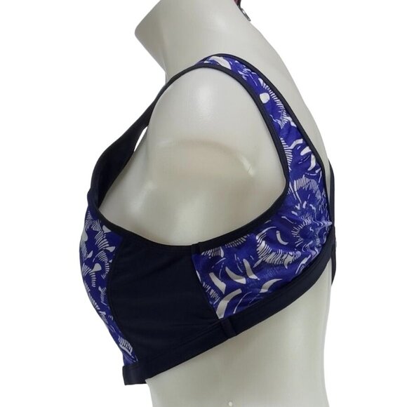 ATHLETA Women's Sports Bra Nylon Blue Breathable Comfortable Fit Mesh V Size L - Picture 2 of 8